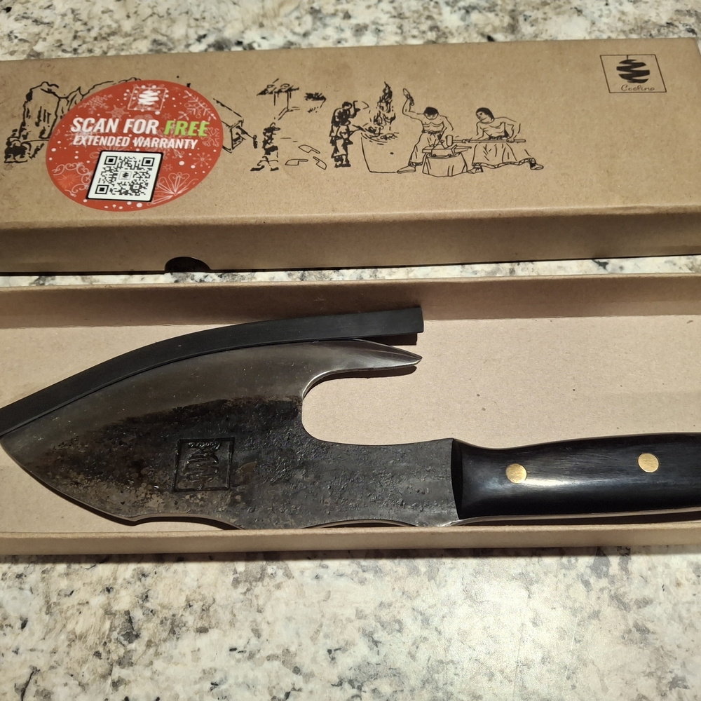 Black and Silver Cleaver Knife